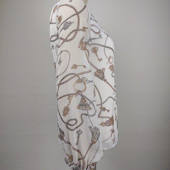 NWT WHBM White House Black Market white keys and rope layered blouse ladies XXSP - Picture 3 of 10